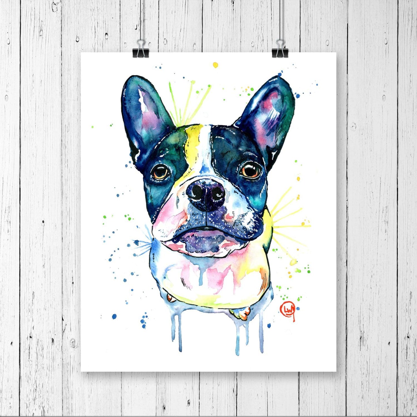 French Bull Dog Boston Terrier Art - 1