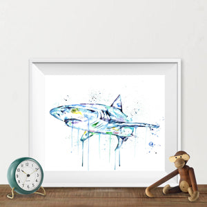 Shark Watercolour Painting