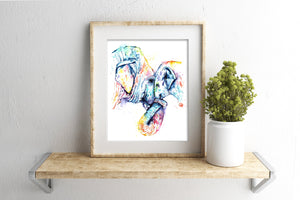 Elephant Mom and Baby Print by Whitehouse Art