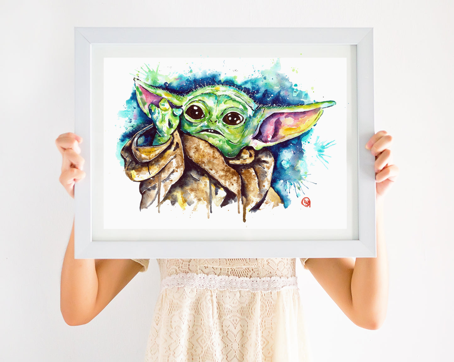 Original Baby Yoda Watercolor Painting