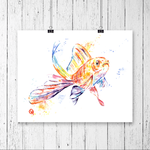 Goldfish Colorful Watercolor Painting