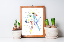 Greyhound Colorful Pet Portrait Watercolor Painting
