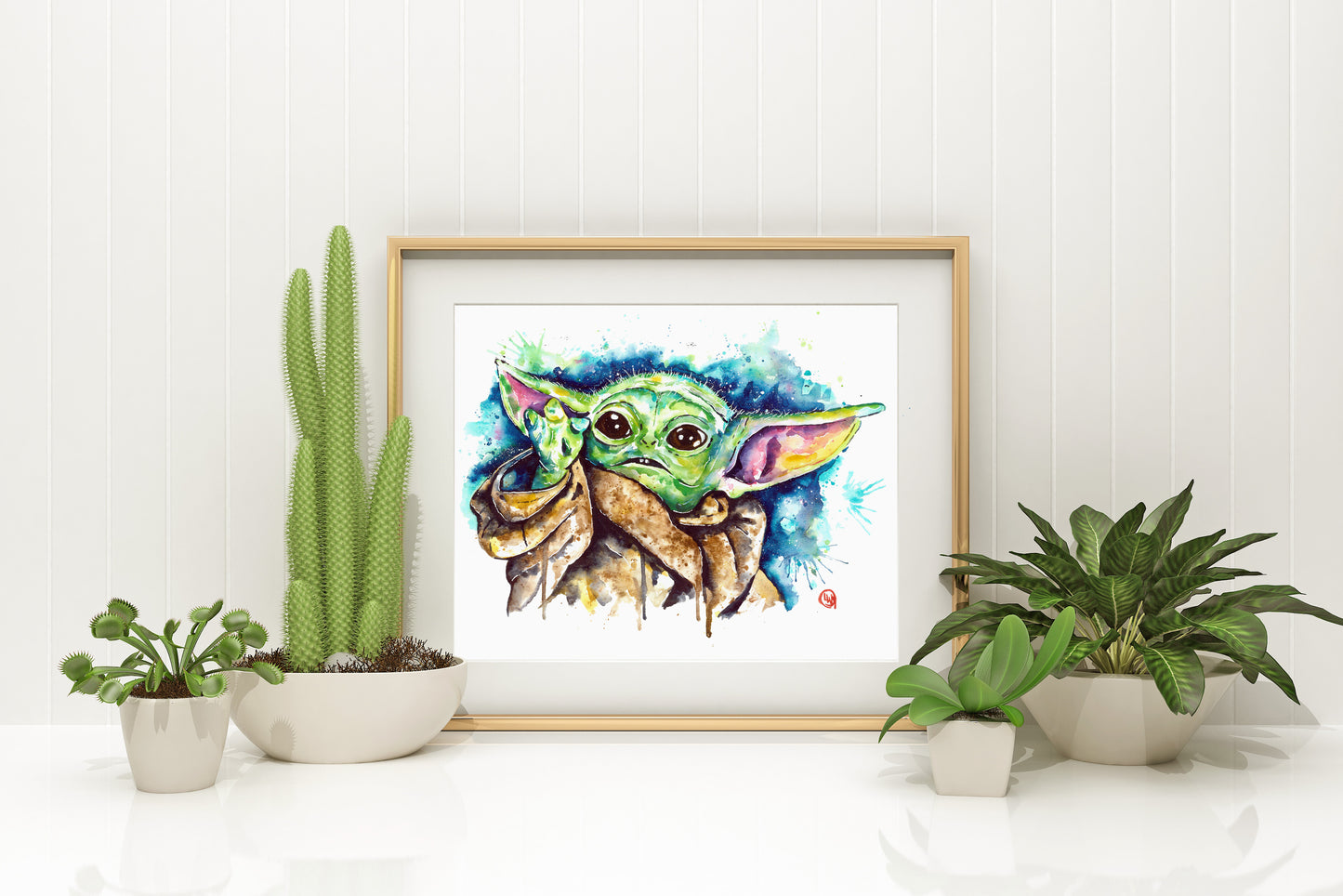 Original Baby Yoda Watercolor Painting