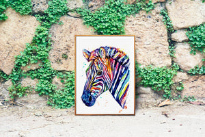 Zebra Colorful Watercolor Painting