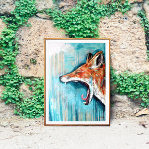 Art Print of Original Painting by Lisa Whitehouse - Fox titled "Let it all out"