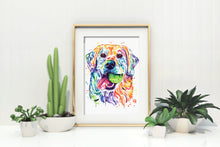 Golden Retriever Watercolor Painting Art Print - Throw The Ball Dont Take the Ball